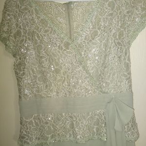 Soft green lace evening Dress